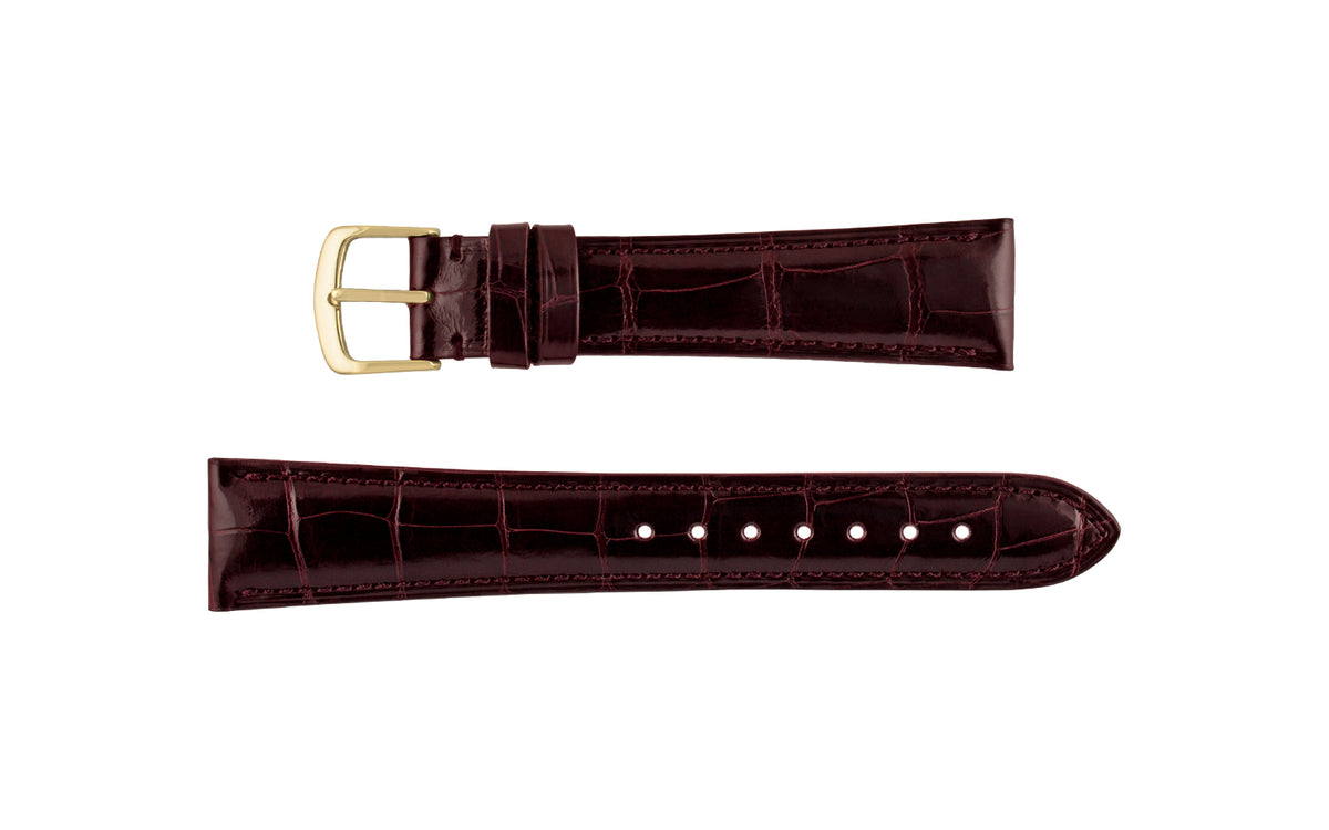 Hadley-Roma Men&#39;s High-Gloss Burgundy Genuine Alligator Watch Strap