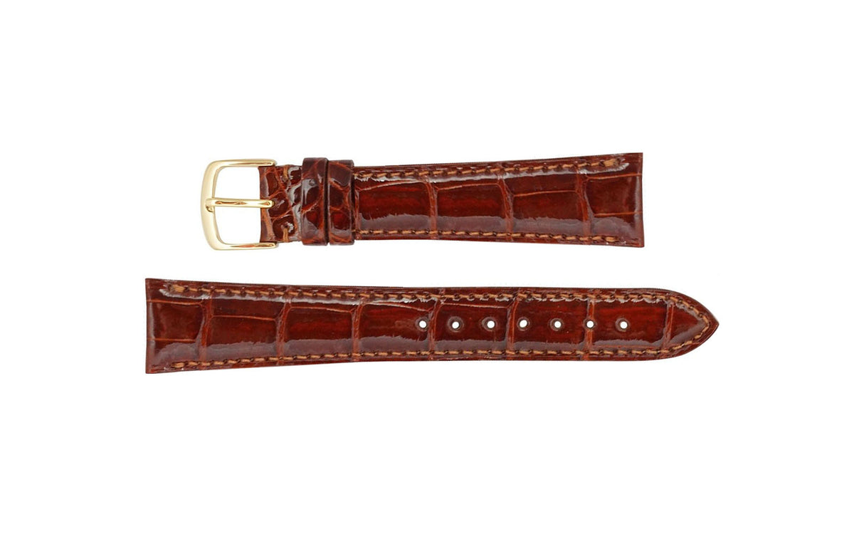 Hadley-Roma Men&#39;s High-Gloss Havana Genuine Alligator Watch Strap