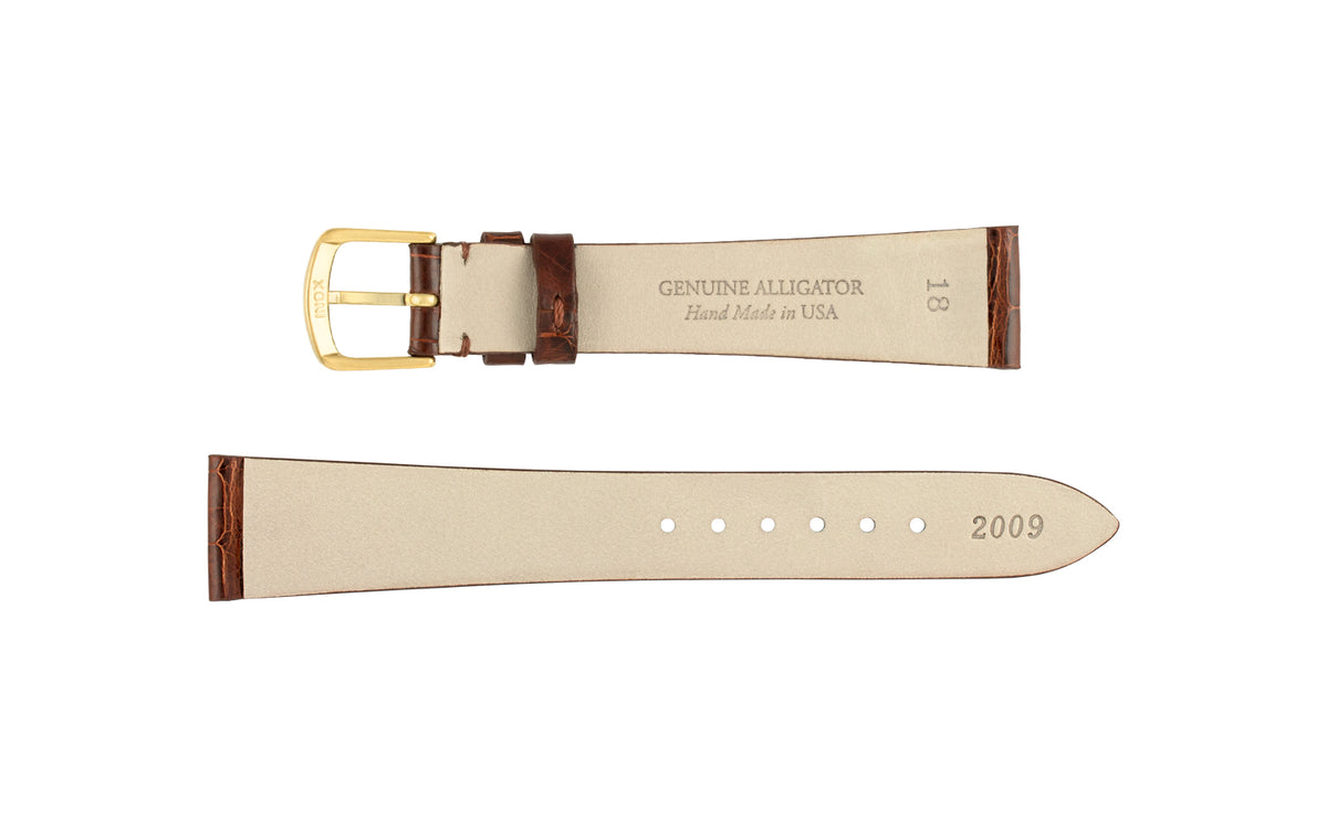 Hadley-Roma Men&#39;s High-Gloss Chestnut Genuine Alligator Watch Strap