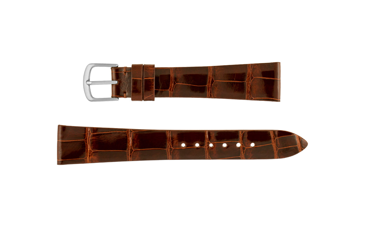 Hadley-Roma Men&#39;s High-Gloss Chestnut Genuine Alligator Watch Strap