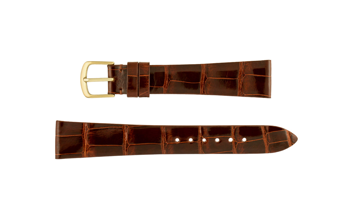 Hadley-Roma Men&#39;s High-Gloss Chestnut Genuine Alligator Watch Strap