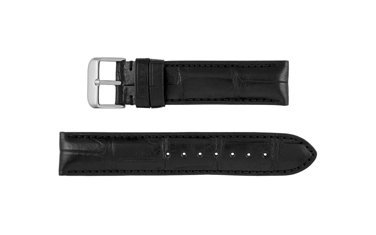 Hadley-Roma Men&#39;s Matte Black Genuine Alligator Watch Strap