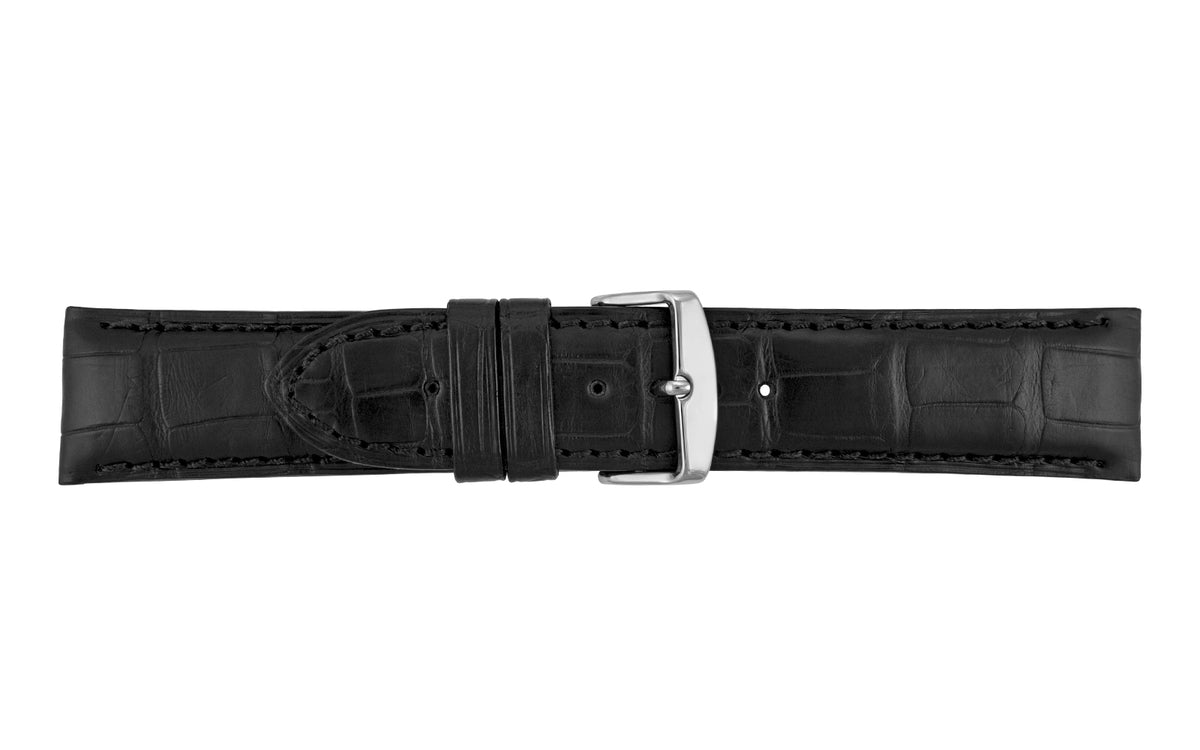Hadley-Roma Men&#39;s Matte Black Genuine Alligator Watch Strap