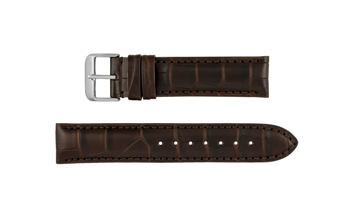 Hadley-Roma Men&#39;s Matte Espresso Brown Genuine Alligator Watch Strap