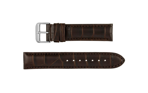 Hadley-Roma Men's Matte Espresso Brown Genuine Alligator Watch Strap
