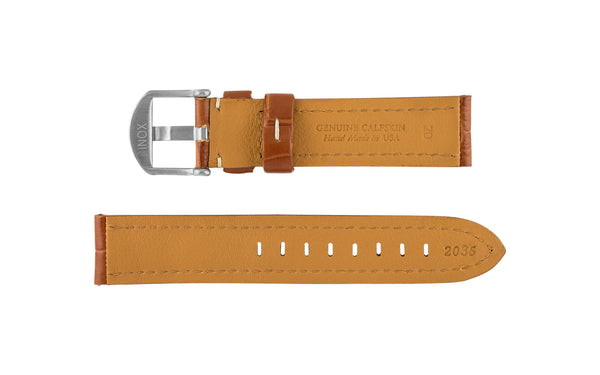 Men s Tan Panerai Style Alligator Grain Calfskin Leather Watch Strap