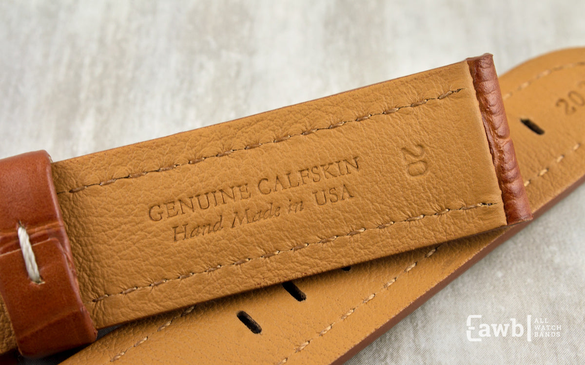 Hadley-Roma Men&#39;s Tan Panerai Style Alligator Grain Italian Calfskin Watch Strap