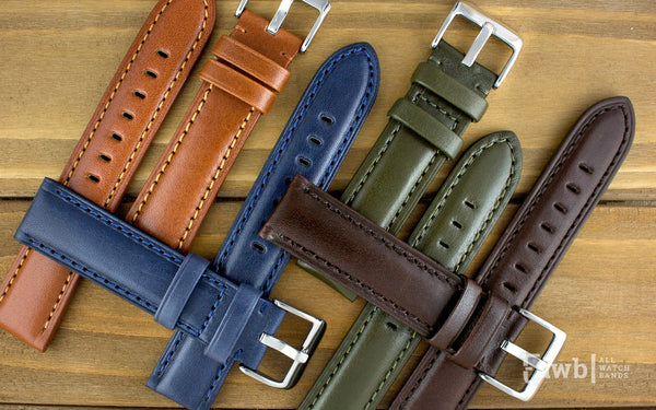 Hadley Men's Navy High Polished Glazed Leather Watch Strap