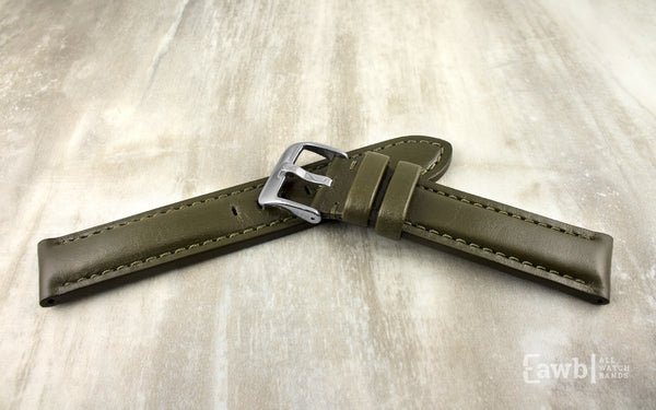 Hadley Men's Olive High Polished Glazed Leather Watch Strap