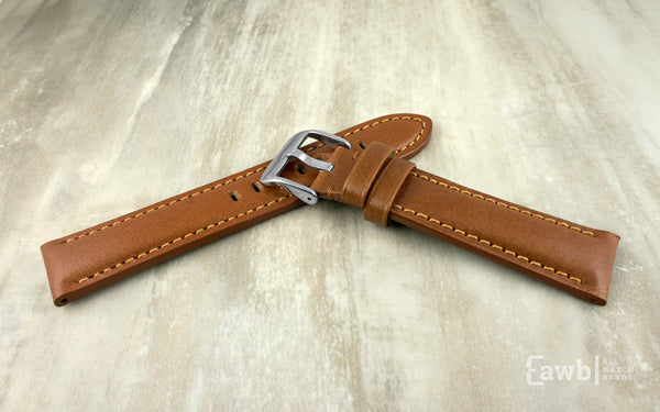 Hadley Men's Tan High Polished Glazed Leather Watch Strap