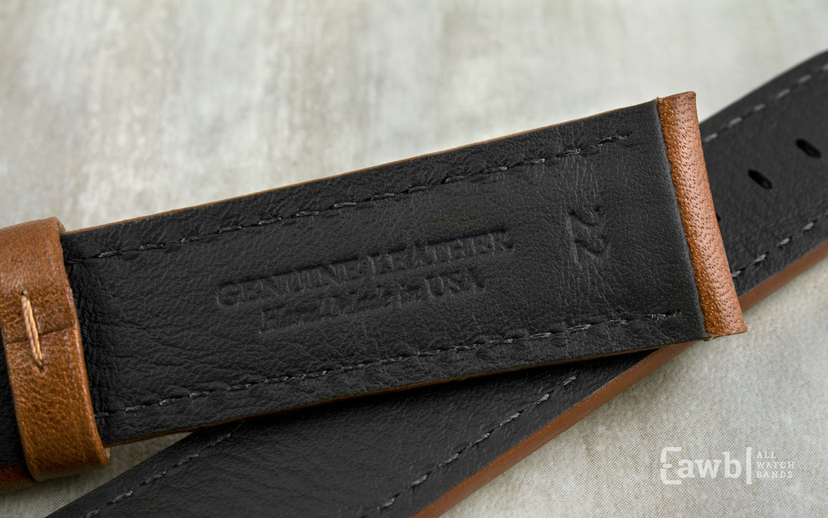 Hadley Men&#39;s Tan High Polished Glazed Leather Watch Strap