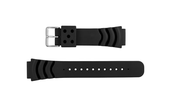 AWB Men's Black Polyurethane Rubber Seiko® Style Diver Watch Band