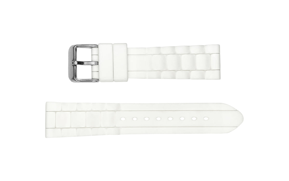 Hadley-Roma Men&#39;s White Oyster Style Silicone Watch Band