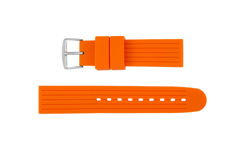 Hadley-Roma Men's Orange Silicone Groove Diver Watch Band
