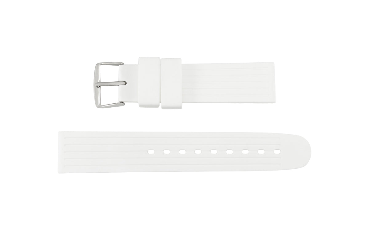 Hadley-Roma Men&#39;s White Silicone Groove Diver Watch Band