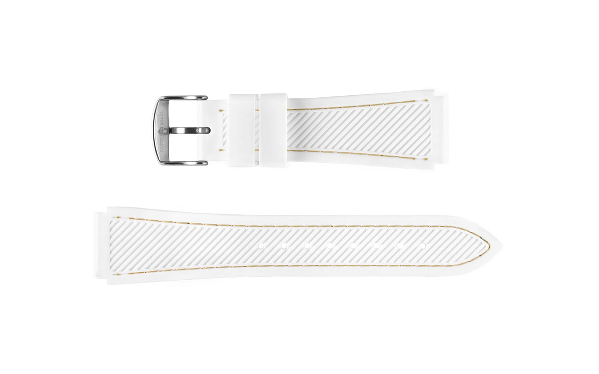 Hadley-Roma Men&#39;s White Stitched Silicone Watch Band