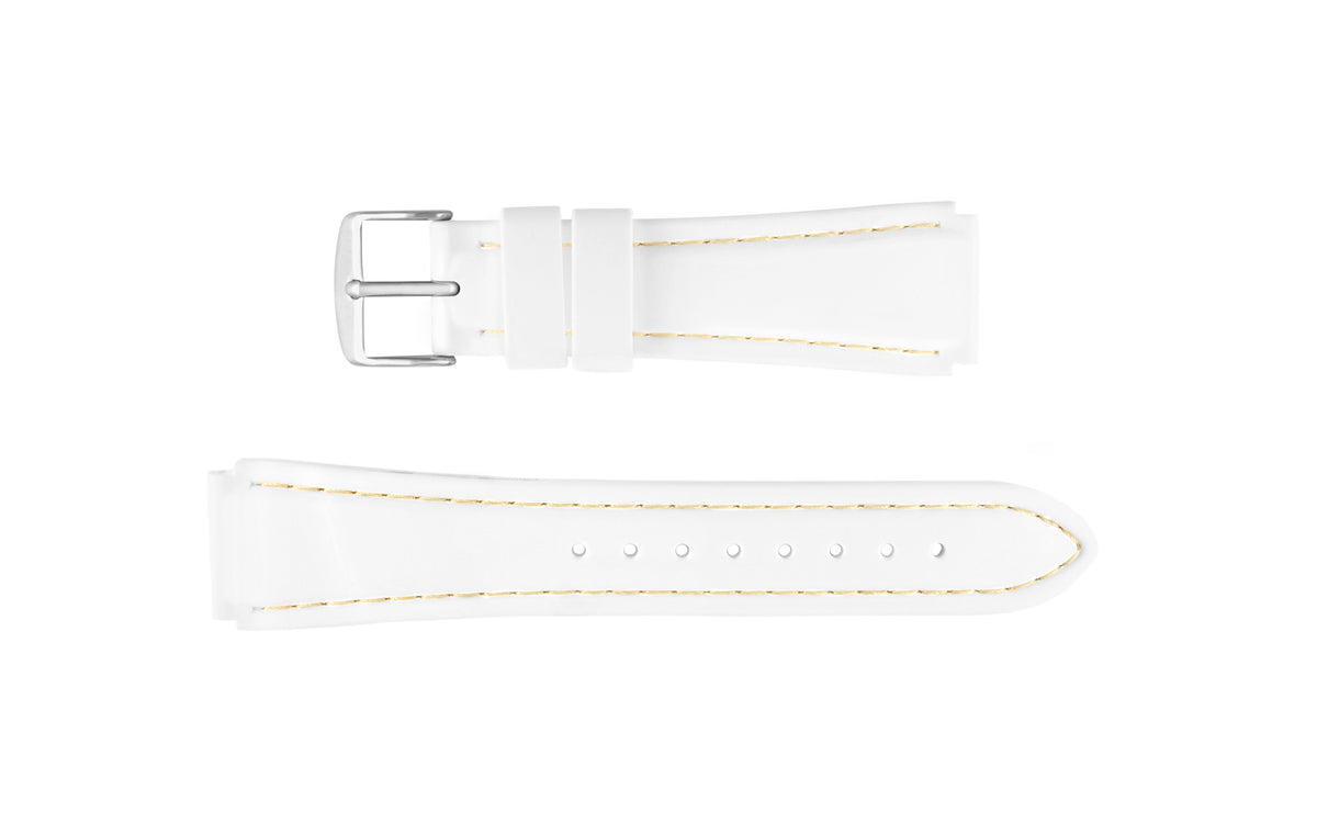 Hadley-Roma Men&#39;s White Stitched Silicone Watch Band