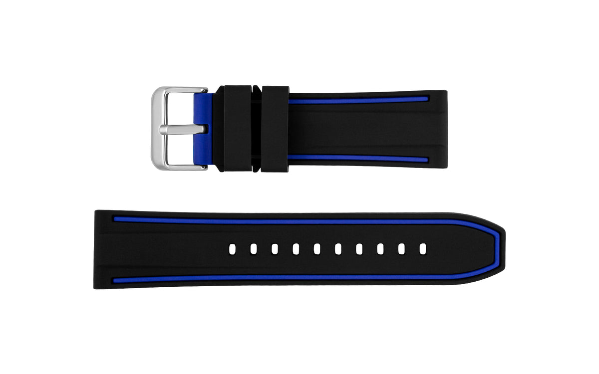 AWB Men&#39;s Black &amp; Blue Silicone Watch Strap