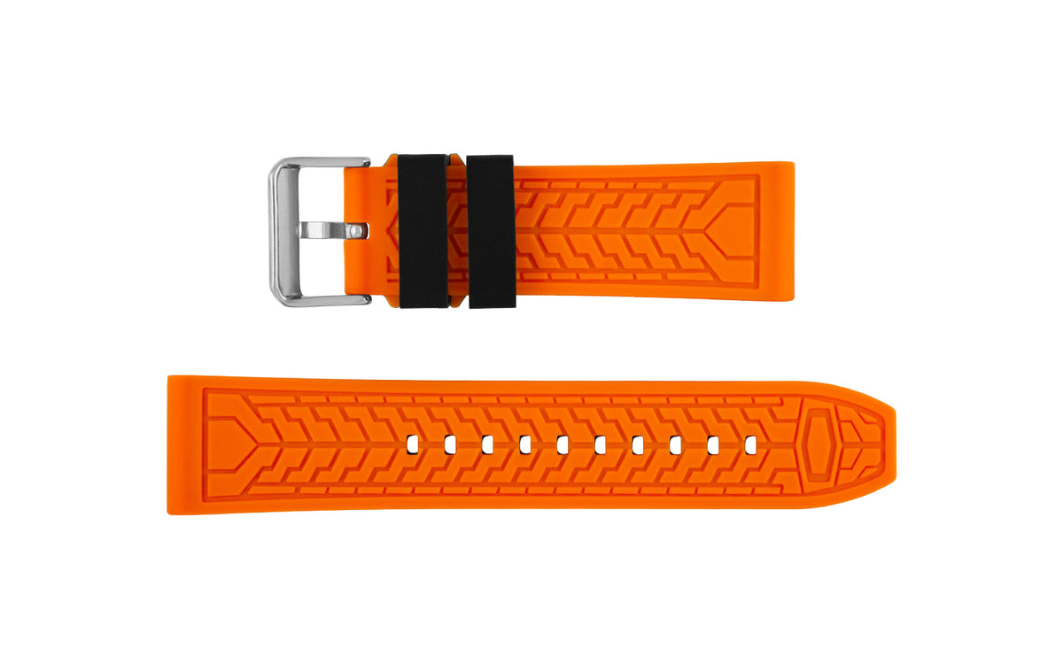 AWB Men&#39;s Black &amp; Orange Silicone Watch Strap