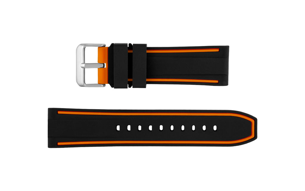 AWB Men's Black & Orange Silicone Watch Strap