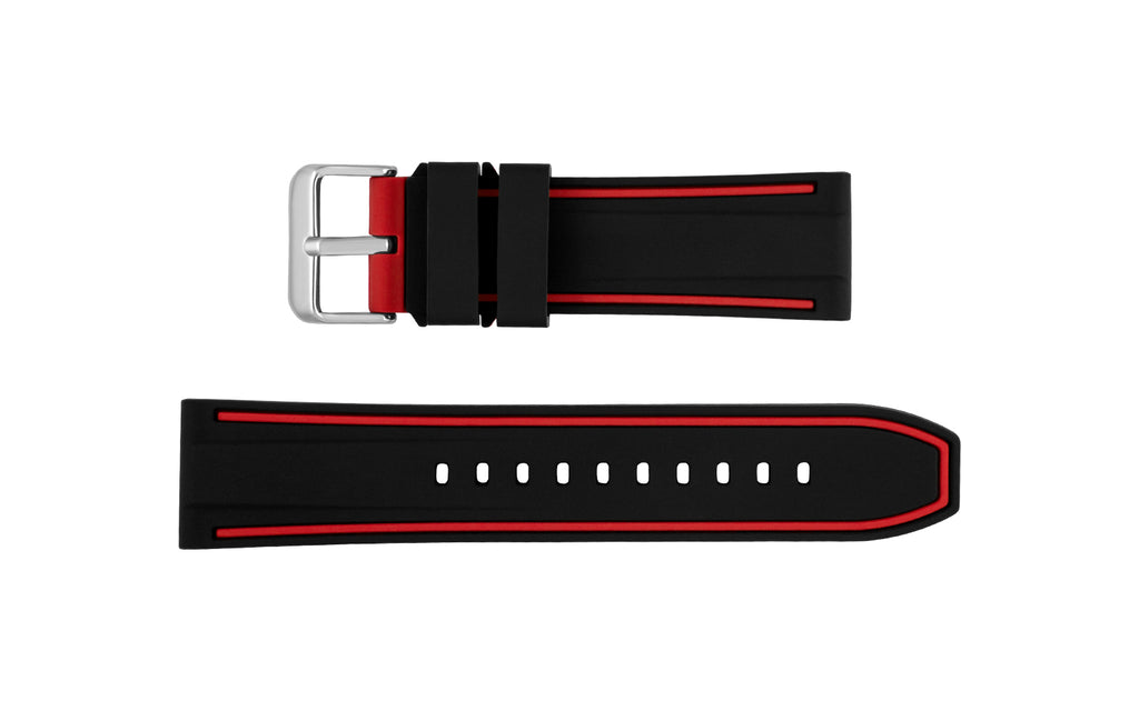AWB Men's Black & Red Silicone Watch Strap