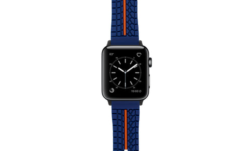 Apple Watch 38mm & 40mm - Blue & Orange Tire Tread Silicone Watch Strap