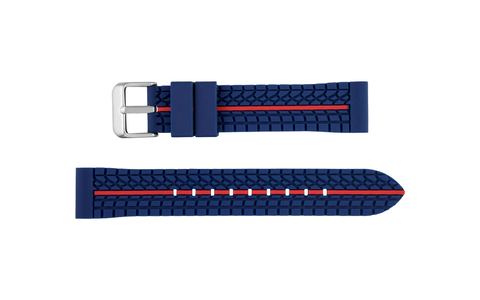 Hadley Roma Blue & Red Tire Tread Silicone Diver Watch Band