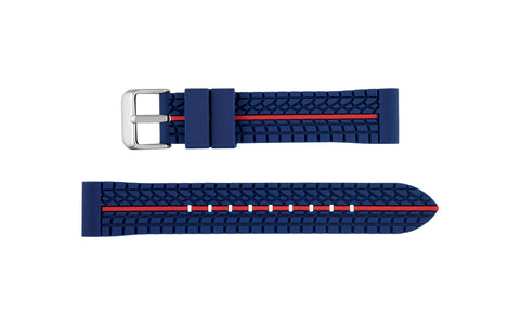 Hadley-Roma Men's Blue & Red Tire Tread Silicone Diver Watch Band