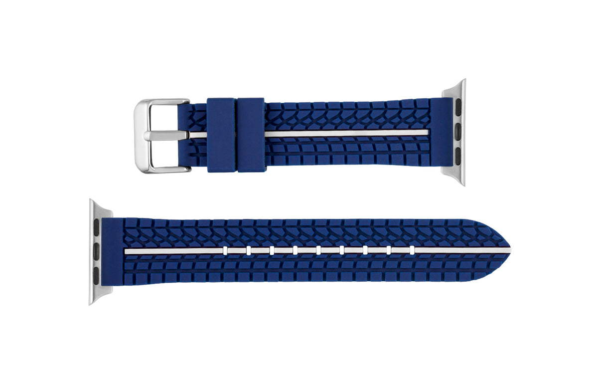 Apple Watch Strap - Blue &amp; White Tire Tread Silicone