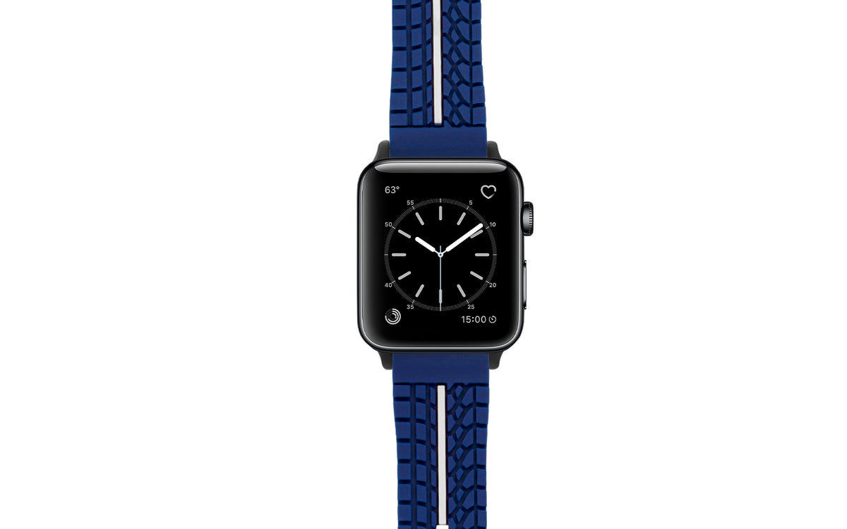 Apple Watch Strap - Blue &amp; White Tire Tread Silicone