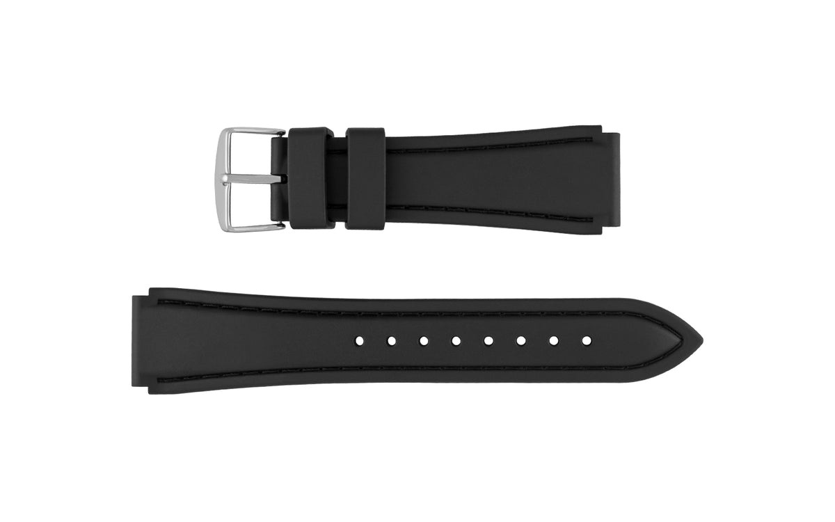 Hadley-Roma Men&#39;s Black Stitched Genuine Rubber Watch Strap