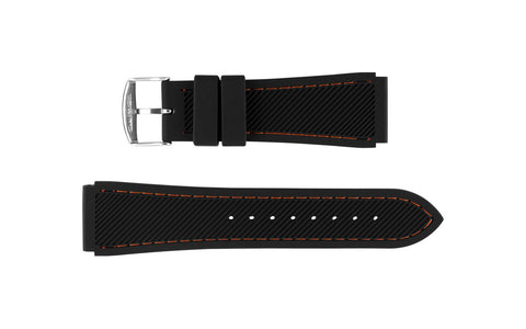 Hadley-Roma Men's Black & Orange Stitched Silicone Watch Band
