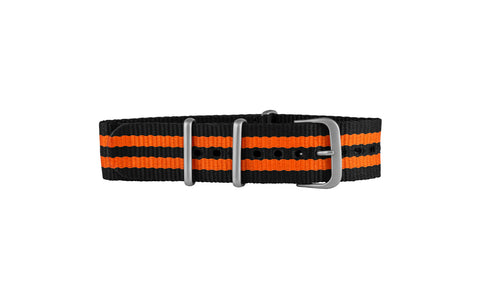 Hadley-Roma Black & Orange Stripe Nylon Watch Strap