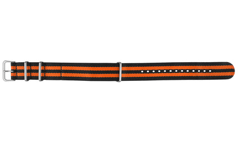 Hadley-Roma Black & Orange Stripe Nylon Watch Strap