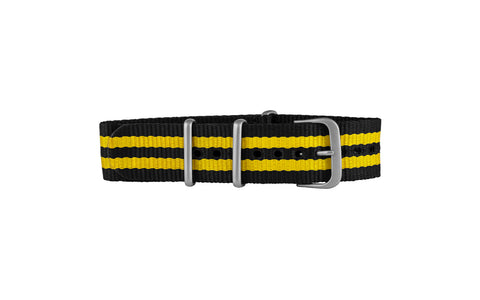 Hadley-Roma Black & Yellow Stripe Nylon Watch Strap