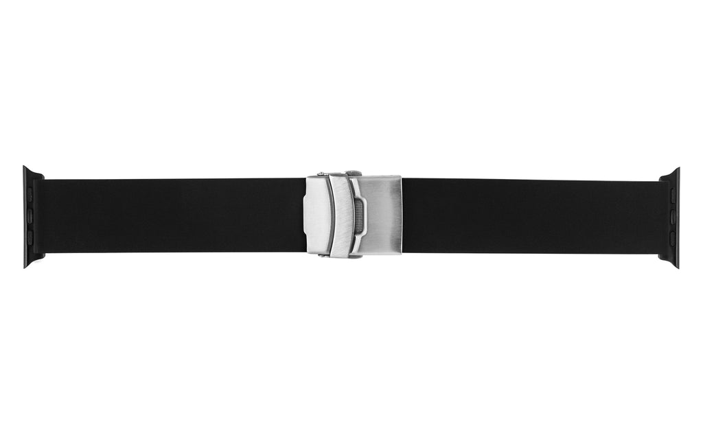 Apple Watch 38mm & 40mm - Black Smooth Silicone with Deployment