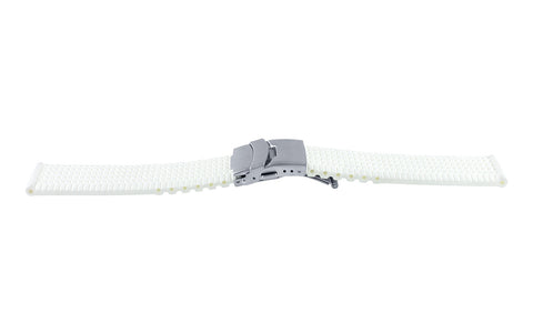 AWB Men's White Silicone Deployant Clasp Tire Tread Diver Watch Band