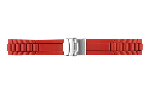 AWB Men's Red Silicone Deployant Clasp Oyster Style Link Diver Watch Band