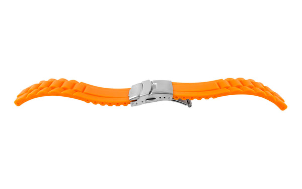 AWB Men's Orange Silicone Deployant Clasp Oyster Style Link Diver Watch Band
