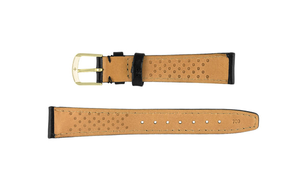Hadley-Roma Men's LONG Black Hypoallergenic Genuine Leather Watch Strap