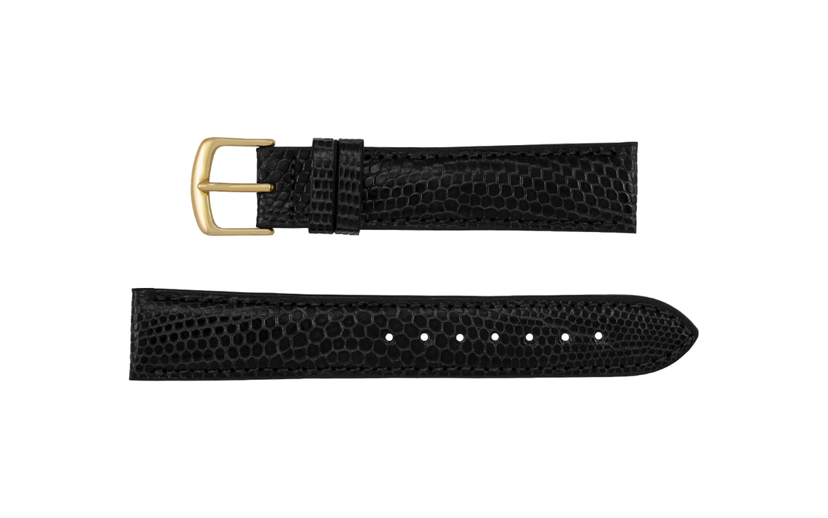 Hadley-Roma Men&#39;s Black Stitched Genuine Java Lizard Watch Strap