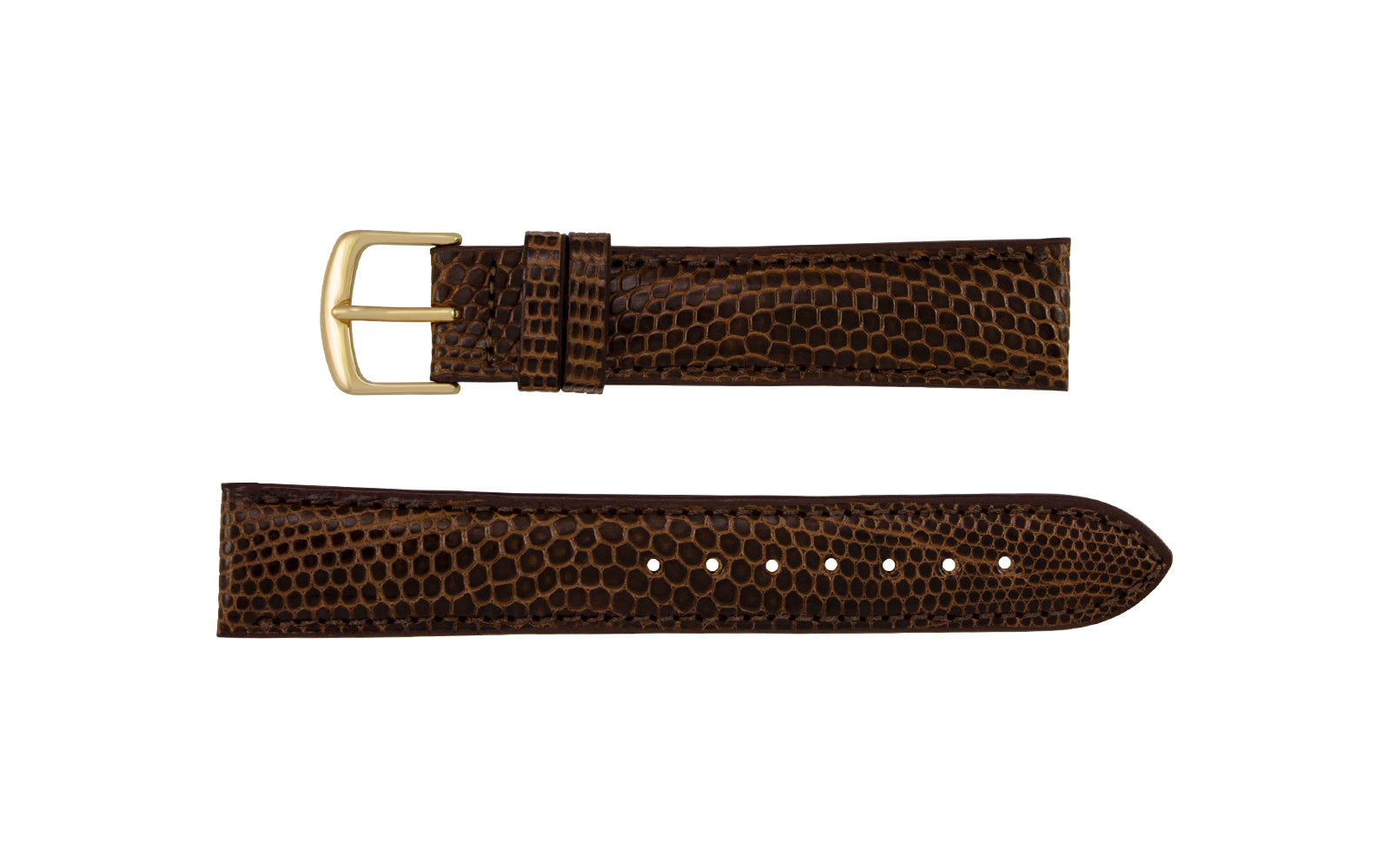 Hadley-Roma Men's Brown Stitched Genuine Java Lizard Watch Strap