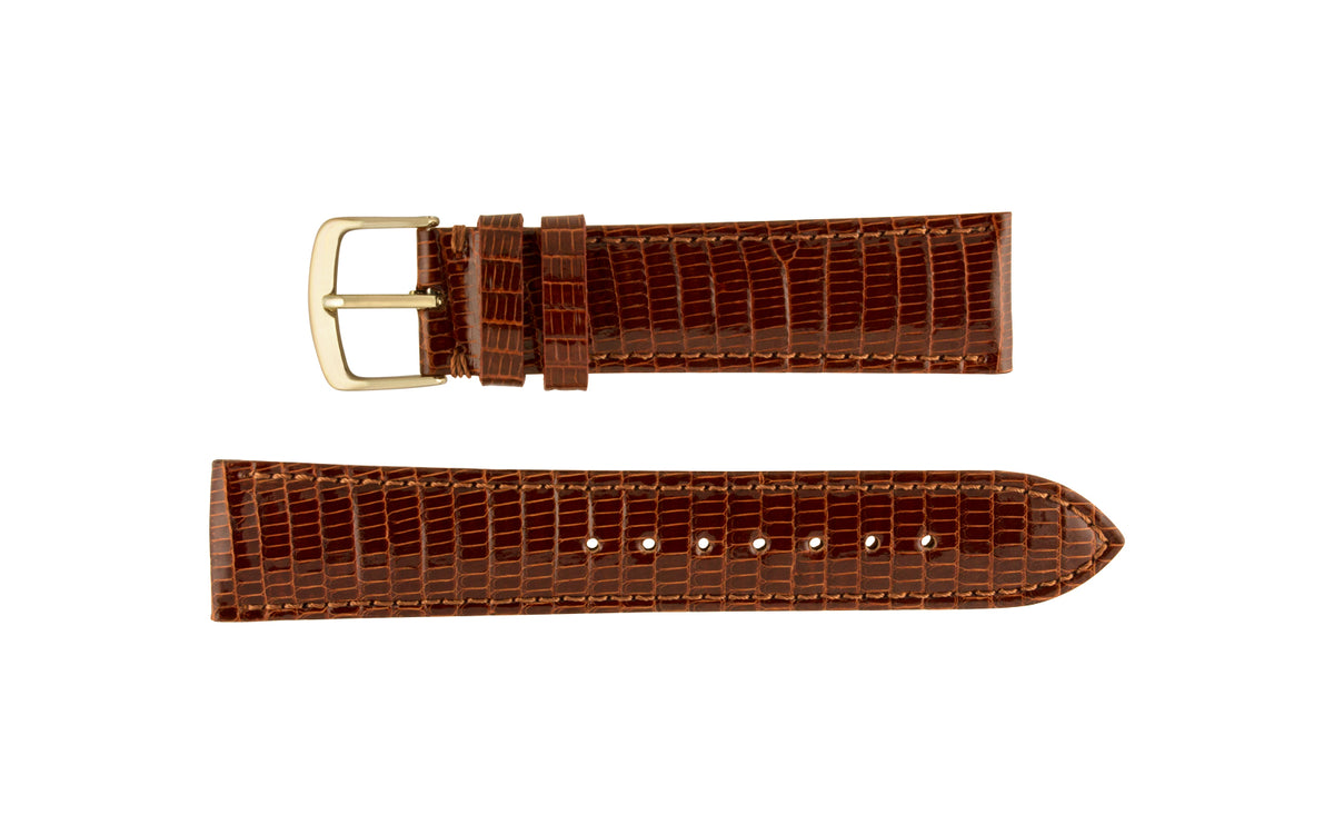Hadley-Roma Men&#39;s Tan Stitched Genuine Java Lizard Watch Strap
