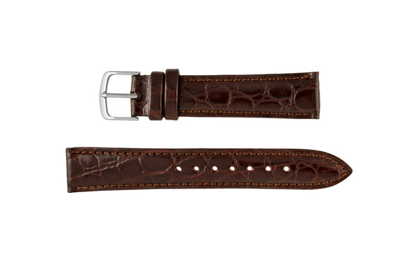 Hadley-Roma Men's SHORT Brown Crocodile Grain Italian Leather Watch Strap