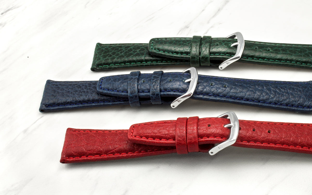 Hadley-Roma Men&#39;s Green Genuine Shrunken Grain Leather Watch Strap