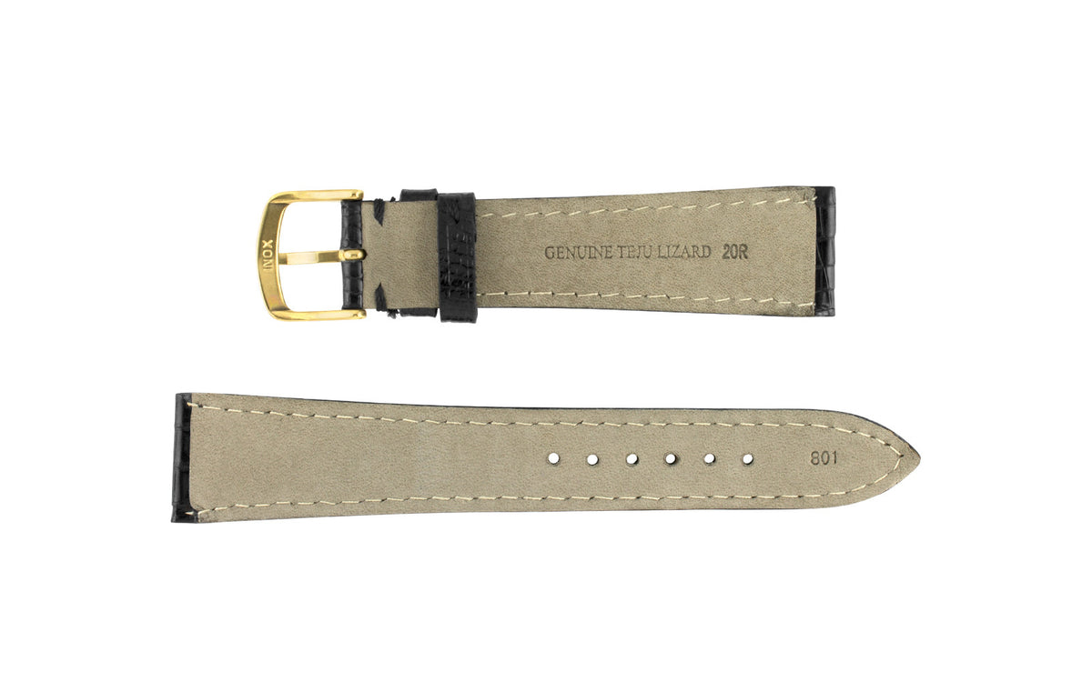 Hadley-Roma Men&#39;s Black Genuine Teju Lizard Watch Strap