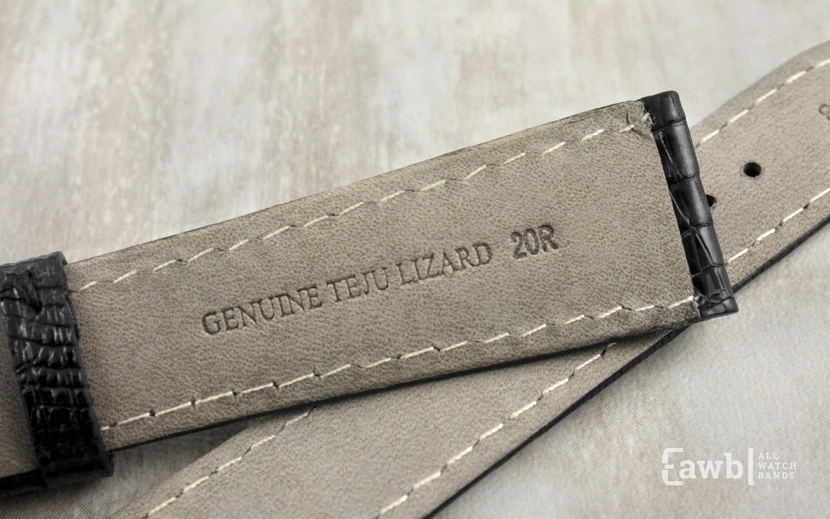 Hadley-Roma Men&#39;s Black Genuine Teju Lizard Watch Strap