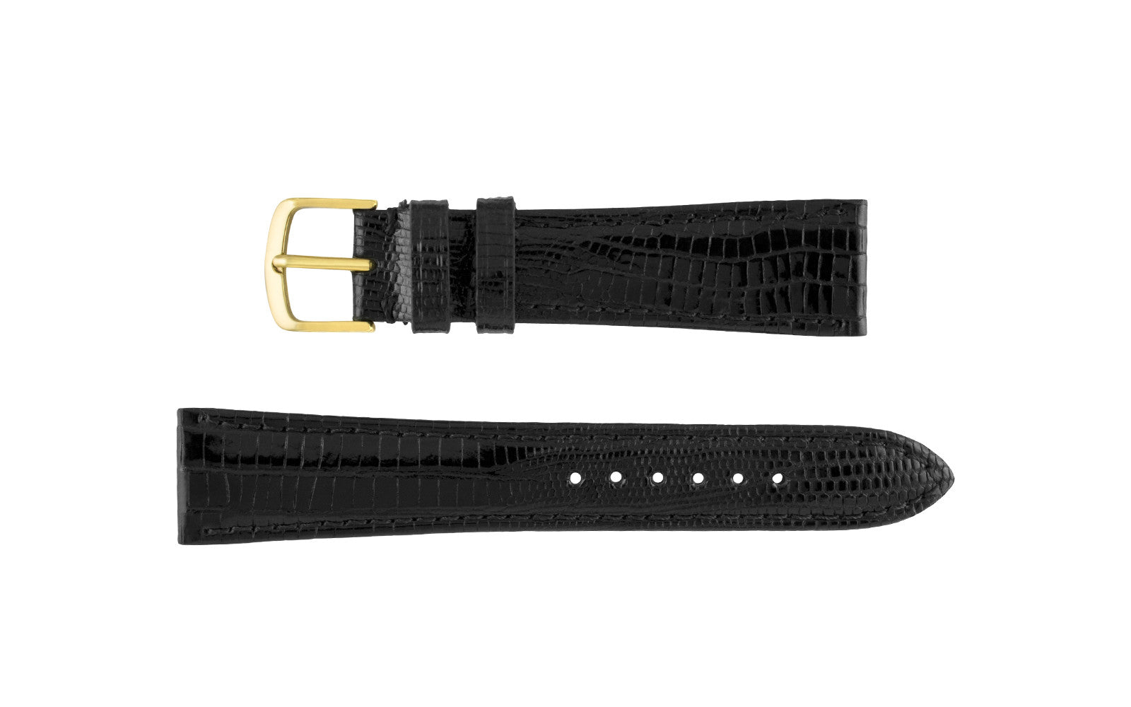 Hadley-Roma Men's Black Genuine Teju Lizard Exotic Watch Strap MS801
