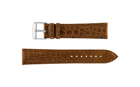 Hadley-Roma Men's Chestnut Round Grain Matte Genuine Alligator Watch Strap