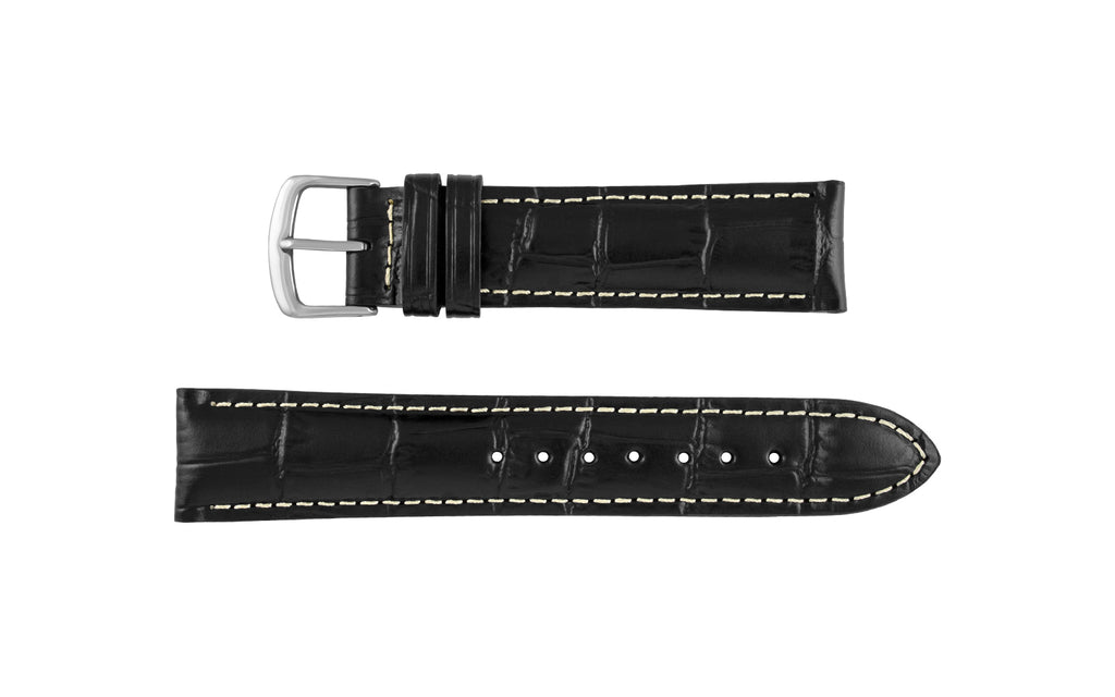Hadley Men's Black Alligator Grain Italian Leather Watch Strap